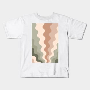 70s Retro Groovy Lines Seamless Pattern Peach and Green Kids T-Shirt